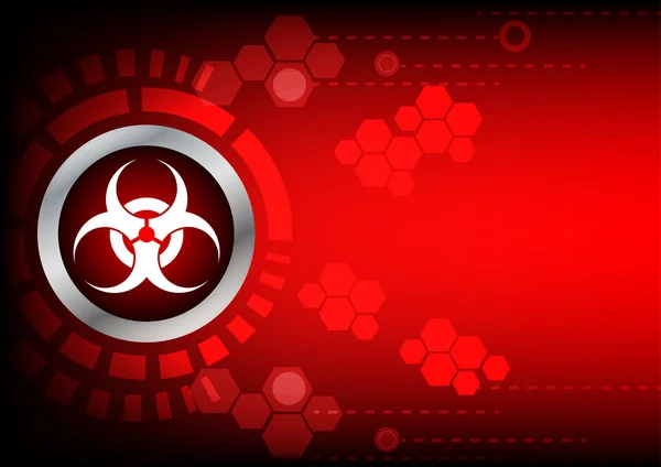 Abstrack bio hazard technology auf rotem Hintergrund — Stockvektor