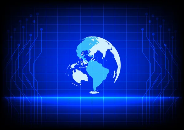 Abstraktní svět digitální technologie elektronické linie modrá poza — Stockový vektor