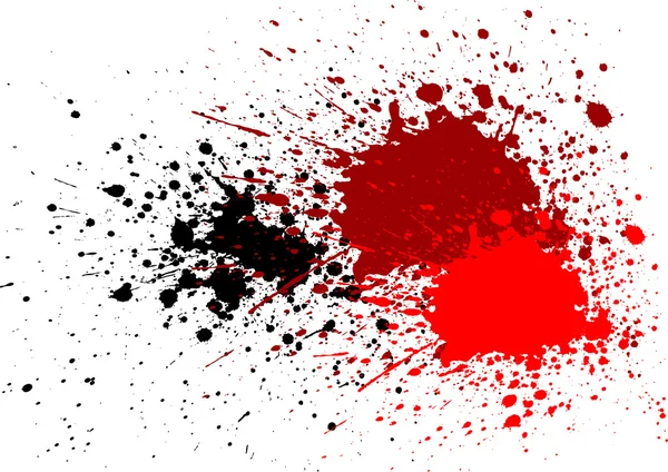 Percikan abstrak darah latar warna hitam merah - Stok Vektor