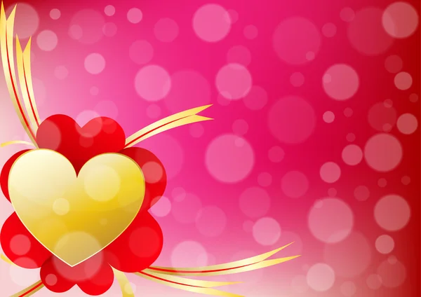 Coeur vectoriel et ruban alignés à gauche d'un backgroun de Saint-Valentin — Image vectorielle