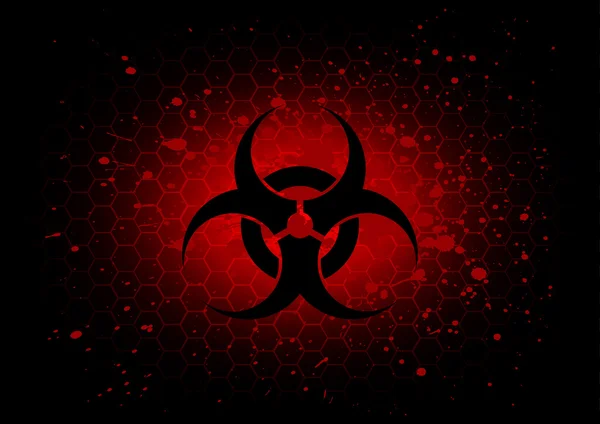 Absztrakt biohazard szimbólum sötét piros háttér — Stock Vector