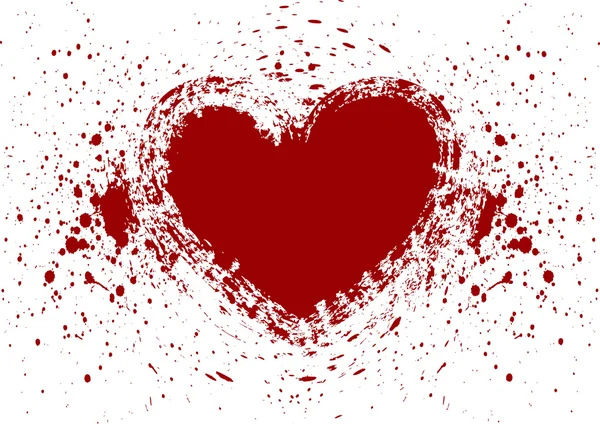 Hjärtat splatter blod isolatet — Stock vektor