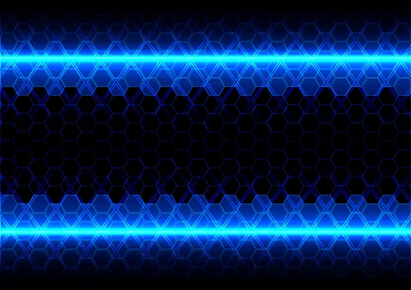 Technologie abstraite à effet de lumière bleue hexagone — Image vectorielle