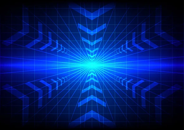 Αφηρημένη τεχνολογία μπλε φως επίδραση και πολυ ΩΡΑ βέλος — Διανυσματικό Αρχείο