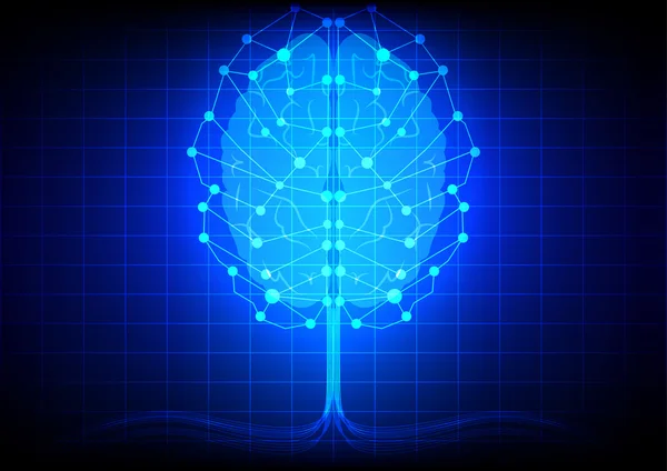Абстрактна мережева технологія мозку на синьому фоні — стоковий вектор