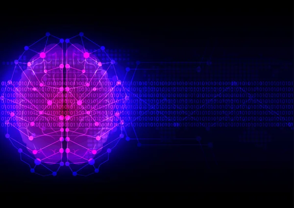 Tecnologia digitale astratta del cervello con sfondo cartografico — Vettoriale Stock