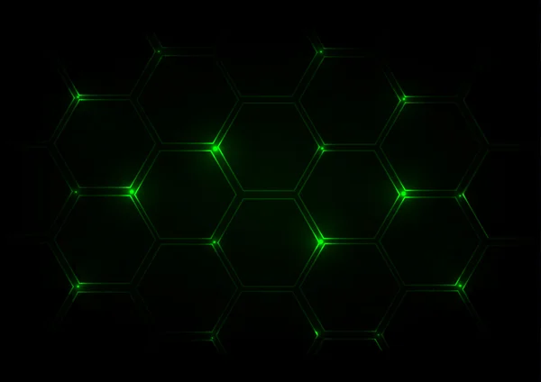 Fond vert foncé abstrait avec hexagones — Image vectorielle