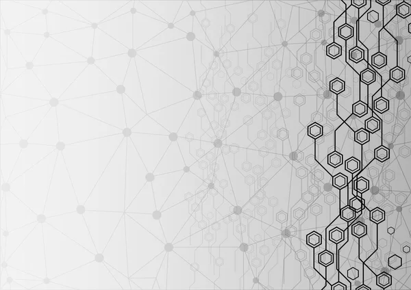 Fond hexagonal de circuit abstrait avec maille — Image vectorielle