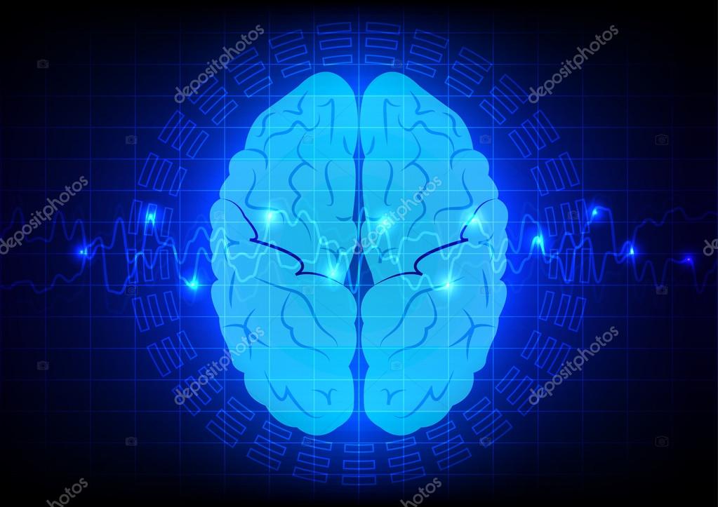 Abstract brain technology with blue light design.illustration ve ...