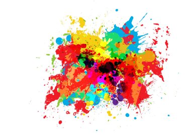 Dinamik Renk Sıçratma ve Boya Sıçratma Efektleri ile Soyut Vektör Arkaplanı. Çizim Vektörü Tasarımı