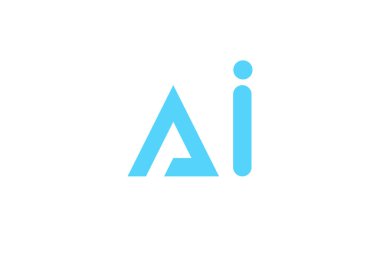 Modern mavi yapay zeka logosu. Fütürist dijital teknoloji amblemi tasarımı.