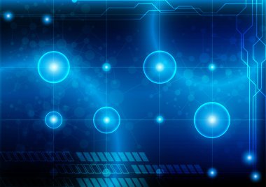 Soyut teknoloji ile parlak ve ışık arka plan mavi. Ve