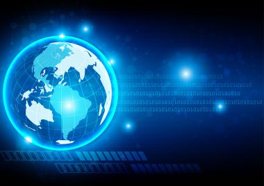 Dijital küresel teknoloji, arka plan. vektör 