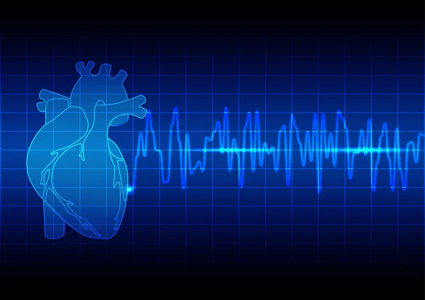 İllüstrasyon kalp ritmi vektör ekg üzerinde mavi arka plan technolo