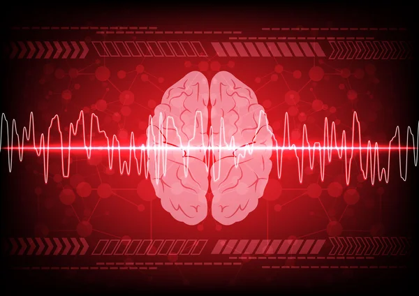 Abstrakt brain wave koncept på blå bakgrund teknik. Ilus — Stock vektor