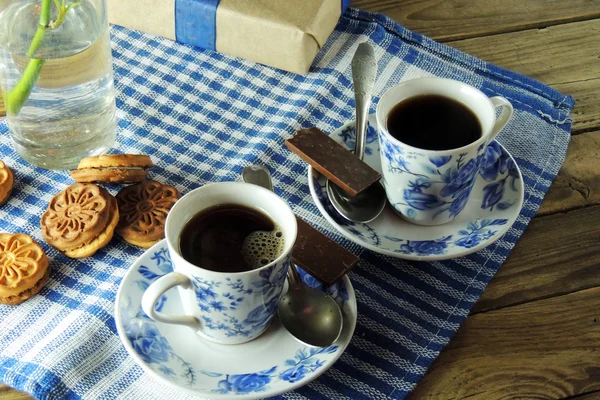 Romantisches Frühstück, Kaffee für zwei — Stockfoto