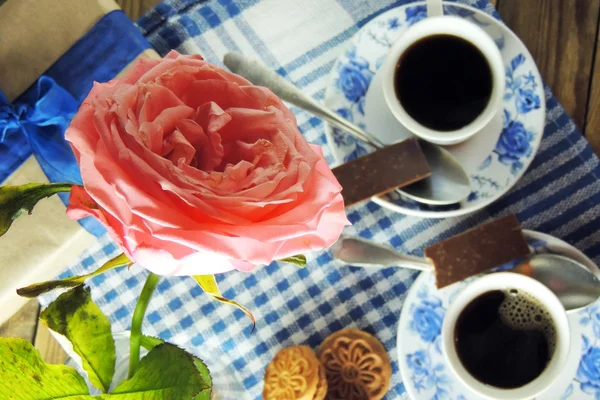Romantisches Frühstück, Kaffee für zwei — Stockfoto