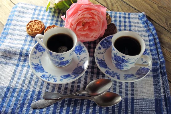 Romantisches Frühstück, Kaffee für zwei — Stockfoto