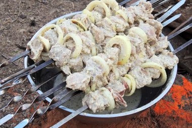 bir şiş üzerinde ham kebab