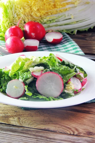 Свежий салат с капустой и редиской — стоковое фото