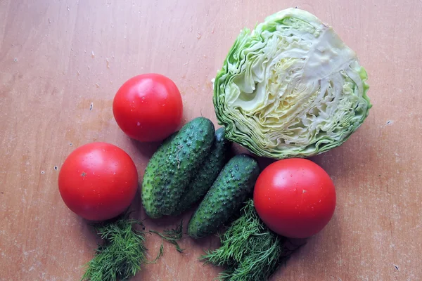 Tomato, cucumber and cabbage — Stock Photo, Image