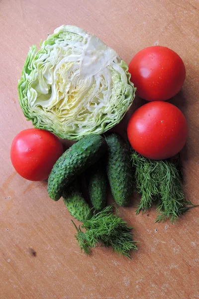 Domates, salatalık ve lahana — Stok fotoğraf