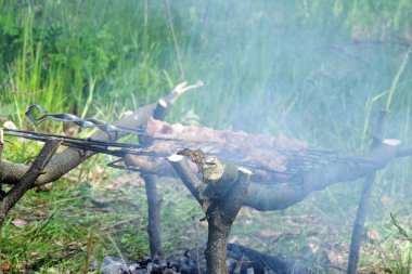 bir şiş üzerinde ham kebab