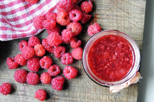 Jam with raspberries — Stock Photo, Image
