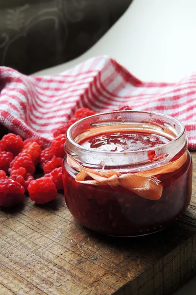 Jam with raspberries — Stock Photo, Image