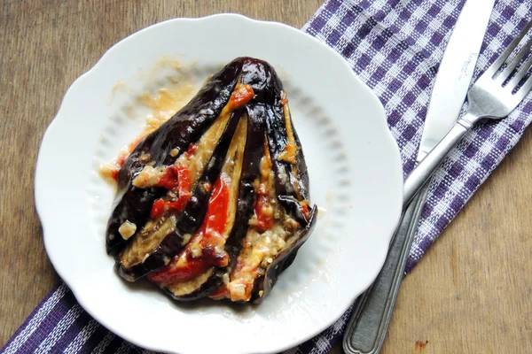 Berenjena cocida en forma de abanico — Foto de Stock