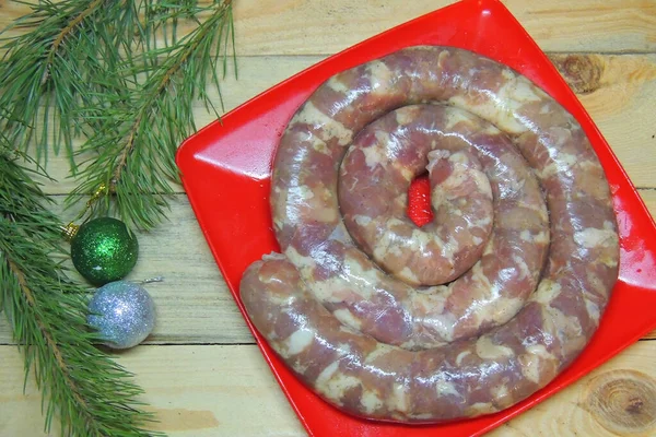 Ano Novo Tradicional Salada Natal Férias Uma Chapa Inverno Vida — Fotografia de Stock