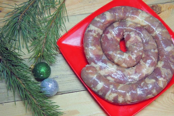 Ano Novo Tradicional Salada Natal Férias Uma Chapa Inverno Vida — Fotografia de Stock