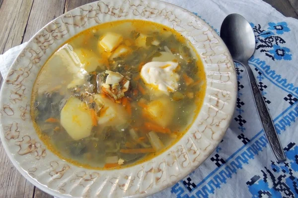 Suppe mit Sauerampfer — Stockfoto