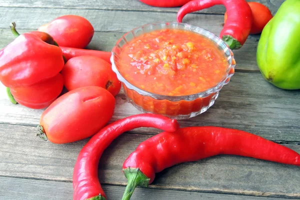 Adjika picante con pimientos picantes — Foto de Stock