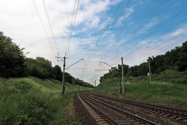 Železnice ve vlacích, které — Stock fotografie