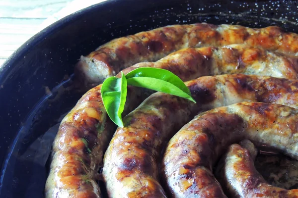 Hausmacherwurst gebacken — Stockfoto