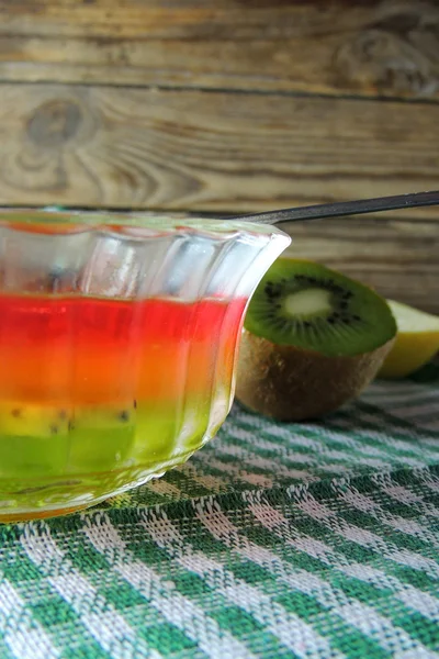 Frukt gelé och frukt — Stockfoto