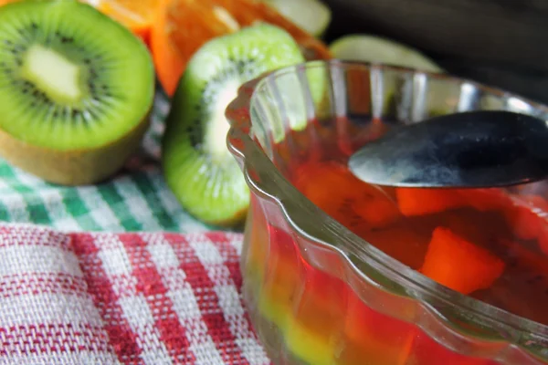 Frukt gelé och frukt — Stockfoto
