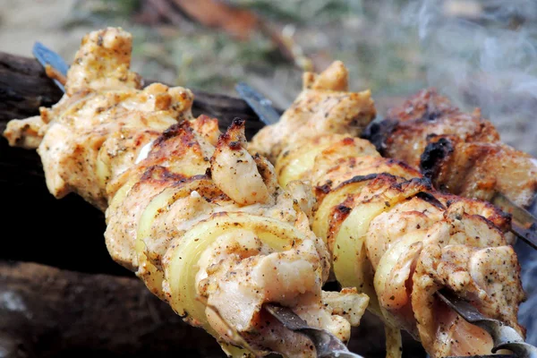 Das Fleisch auf dem Grill — Stockfoto