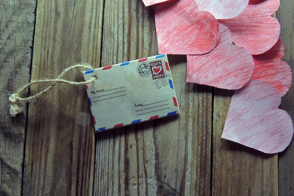 Любовний лист і серце — стокове фото