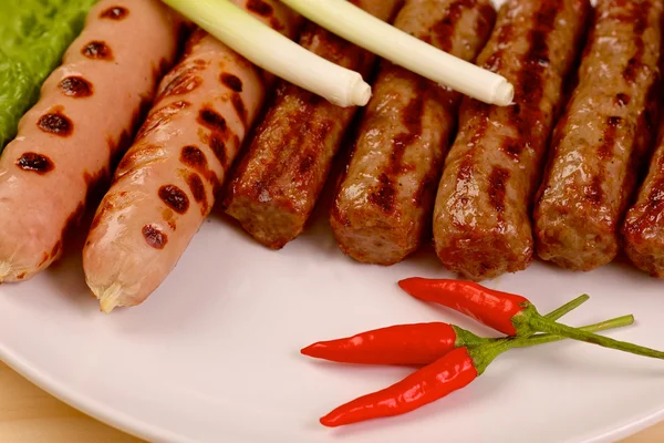 Stack of cooked sausages — Stock Photo, Image