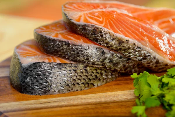 Delicious  portion of fresh salmon fillet — Stock Photo, Image