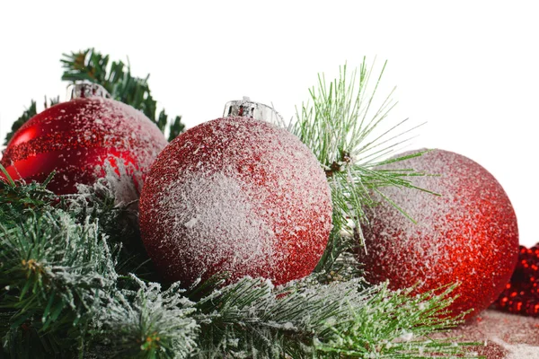 Christmas ball with green fir-tree branch — Stock Photo, Image