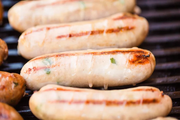 Barbecued beef and pork sausages — Stock Photo, Image