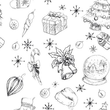 X-Mas Dikişsiz el çekilmiş backgrownd bw