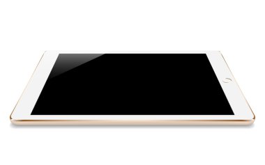 beyaz vektör tasarımında izole edilmiş altın tablet perspektifi