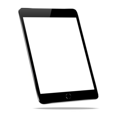 beyaz vektör tasarımında izole edilmiş siyah tablet