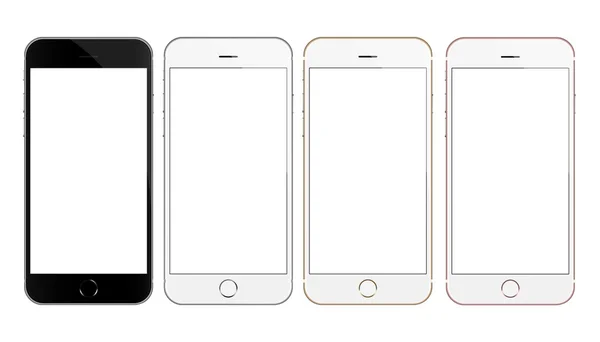 Mock up telefoon 4 kleur collectie instellen vector design geïsoleerd op wit — Stockvector