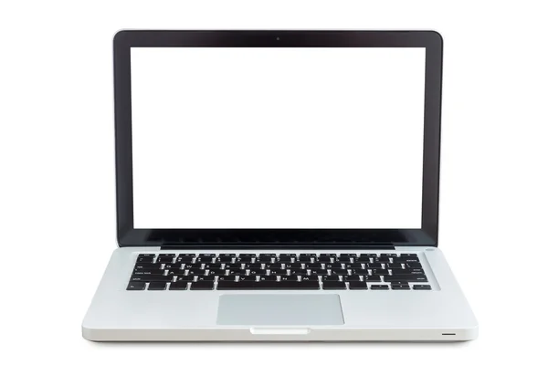 Laptop isolado no branco com caminho de recorte dentro de dados — Fotografia de Stock