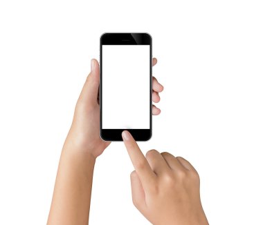 telefonu boş ekran kırpma yoluyla beyaz izole kullanarak ele